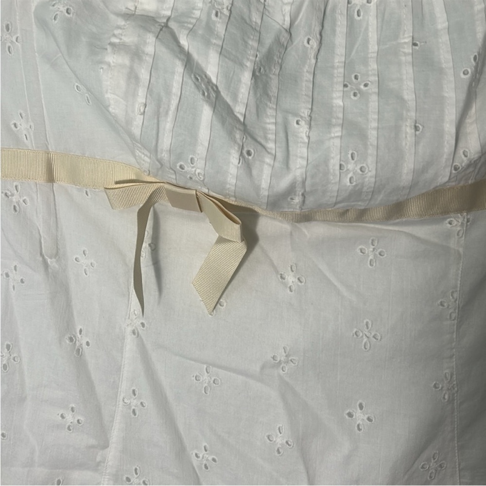 Kimchi Blue Large Dress Violetta Eyelet Strapless Mini lined ivory bows pleats - Picture 9 of 14
